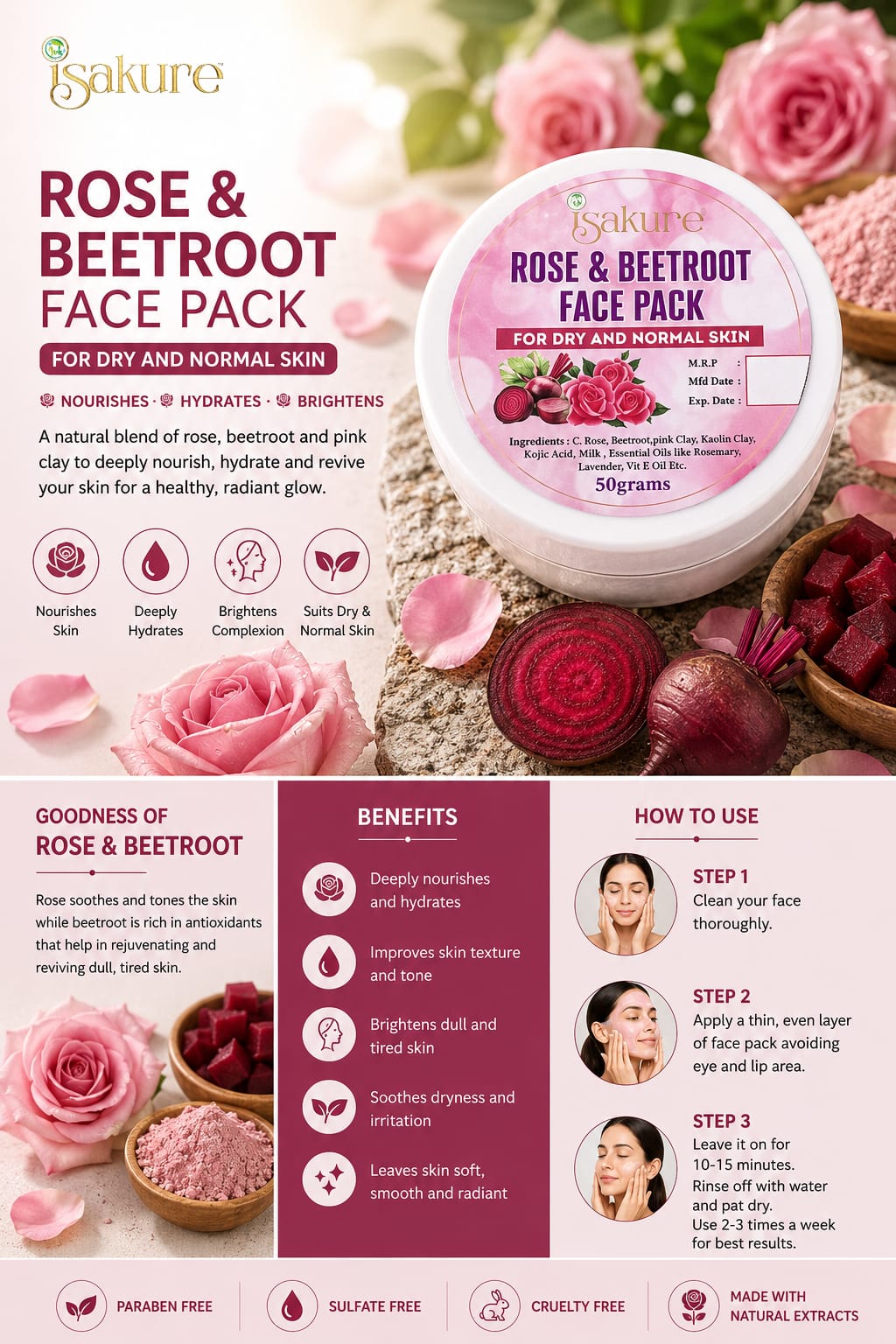 Isakure Rose & Beetroot Face Pack