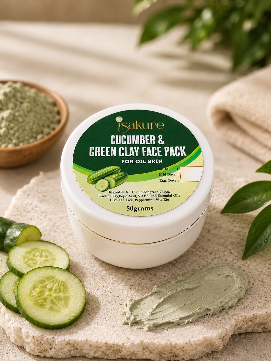 Isakure Cucumber & Green Clay Face Pack
